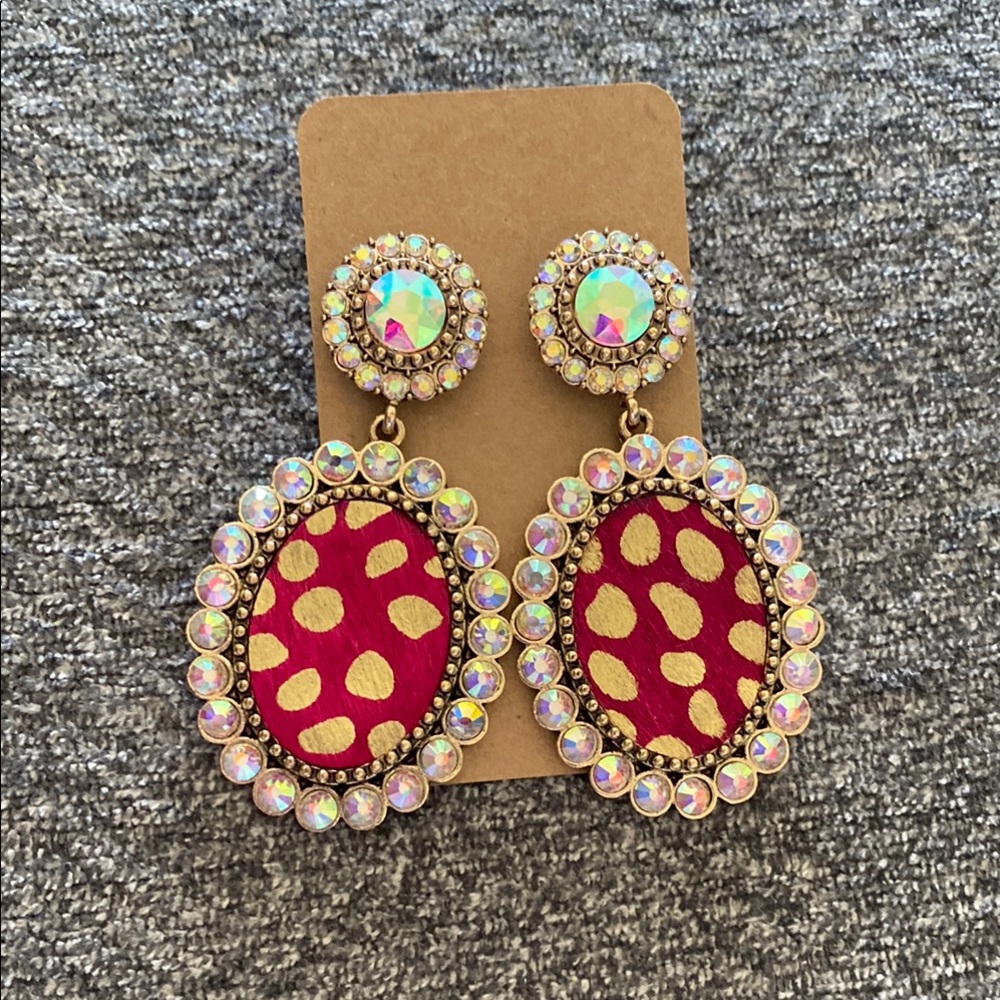 Pink Two-Tiered Earrings with Pearl Accents